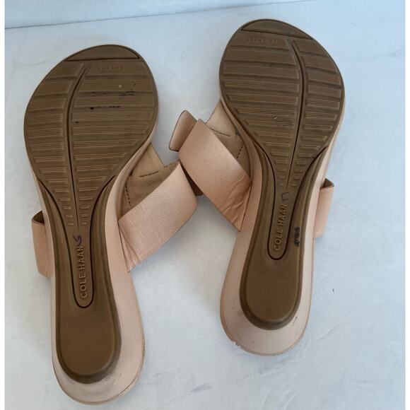 Cole Haan GRAND OS Womens Mini Bow Taupe T-Strap Sandals Wedge 8.5B - Picture 8 of 10